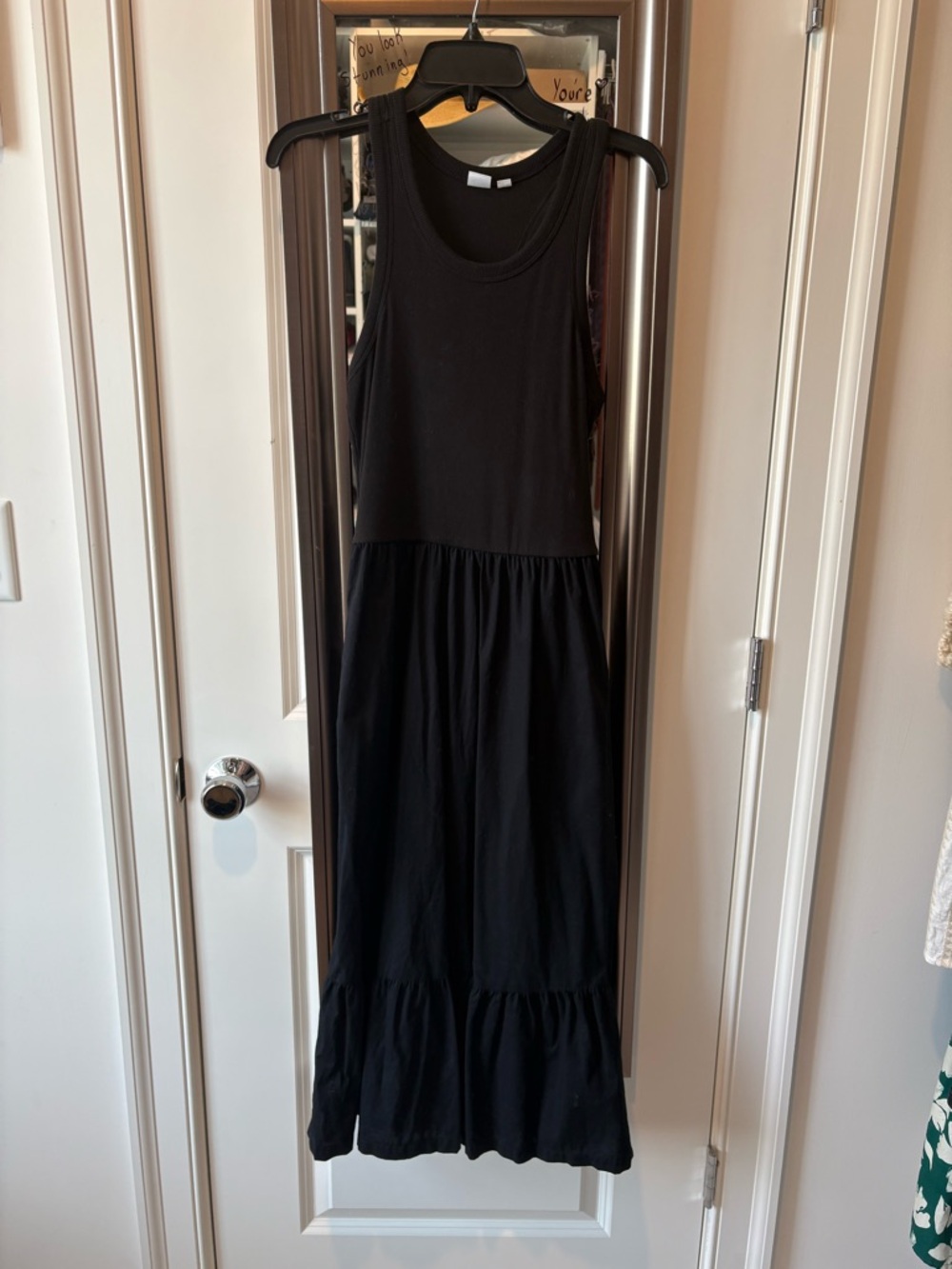 Gap Outlet Black Mixed Media Racerback Maxi Dress Size M